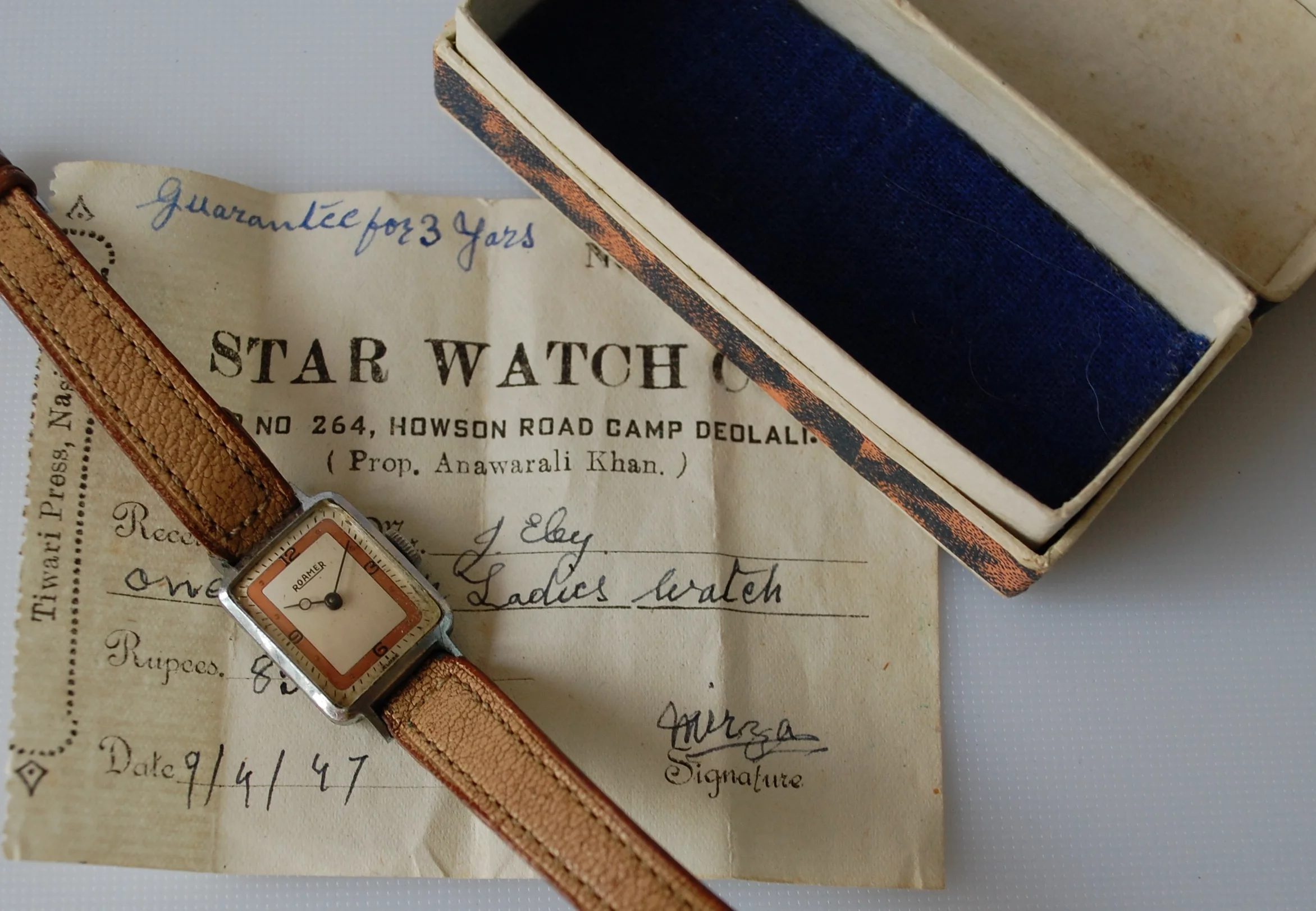 SOLD 1947 Roamer ladies watch with box and papers
