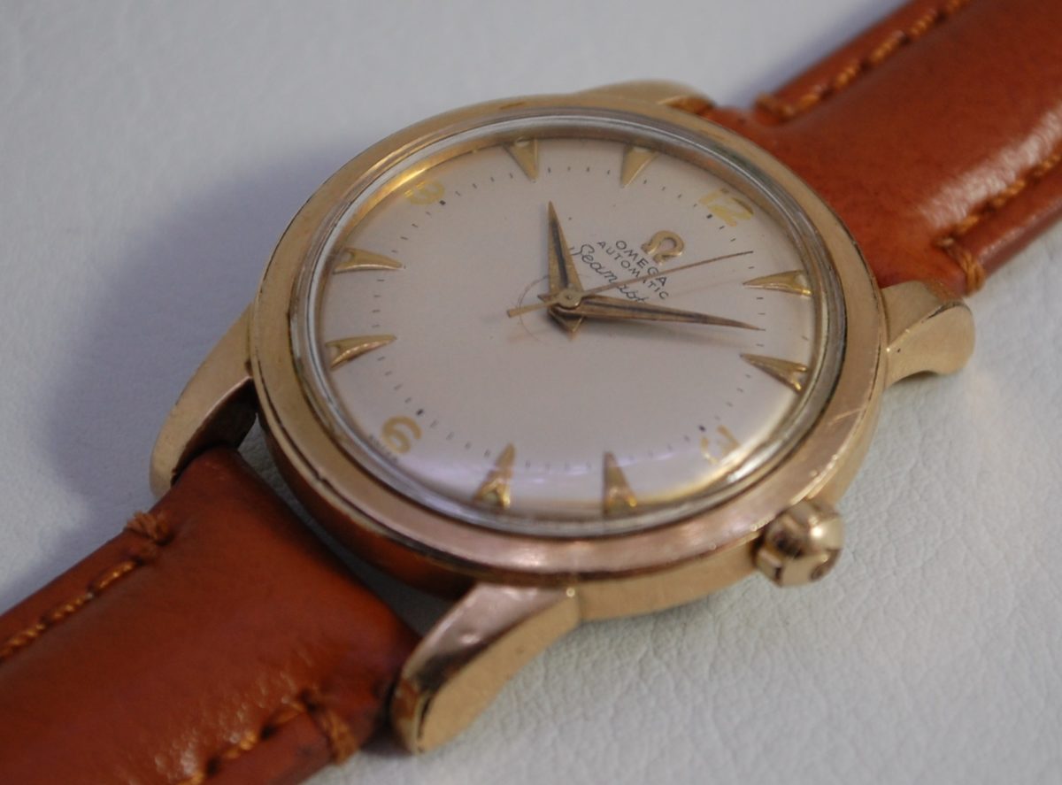 1950 Omega Seamaster Original Condition Automatic Bumper with Arabic Numerals and Arrow Markers in Stainless Steel Model 2577 main image 1