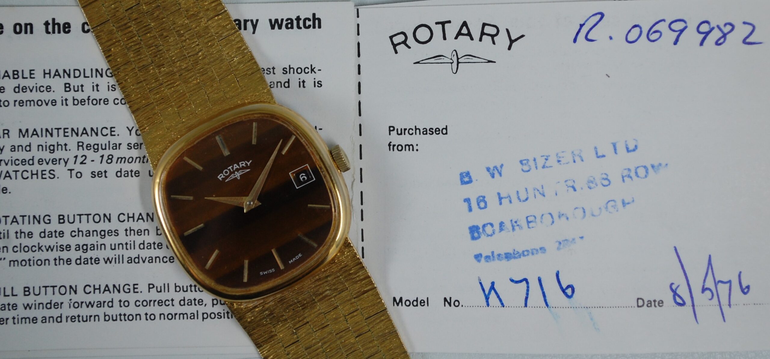 SOLD 1976 Rotary Tigers Eye with box and papers - Image 16